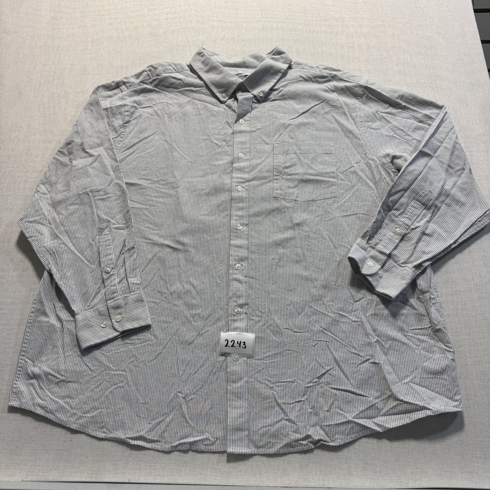 Amazon Essentials Button Down Shirt Mens 2XL Gray Stripe Excellent